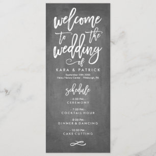 Horário e Programa de Casamento com Letra Chic Mão