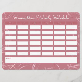 Horário Escolar Menino Rosa Dourado Semanal