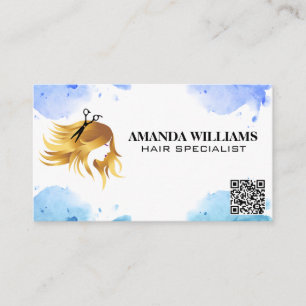 Horário Logotipo de fluxo de cabelo Cartão de nomeaçã