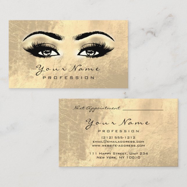 Horário Makeup Eyebrow Eyes Lashes Cartão de Compromisso B (Frente/Verso)