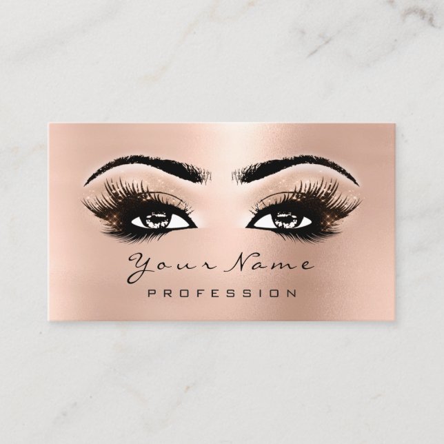 Horário Makeup Eyes Lashes Rosa Rosa Dourado Cartão de Com (Frente)