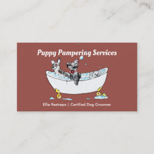 Horário Pet Grooming Puppy Dogs em um Cartão de Compromiss