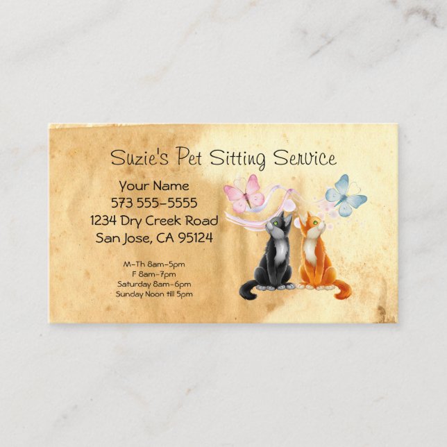 Horário Pet Sitting Service Cartão de visita (Frente)