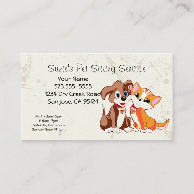 Horário Pet Sitting Service Cartão de visita (Frente)