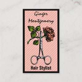 Horário Rosa e Cartão de visita de Stylist do Cabelo da Te