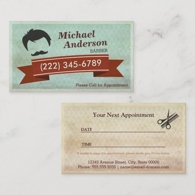 Horário Salão de Compro Barber - Cartão de Compromisso Vin (Frente/Verso)