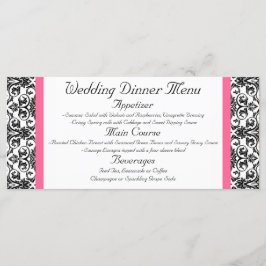 Horiz.Victorian Fuchsia Pink and White Damask Menu