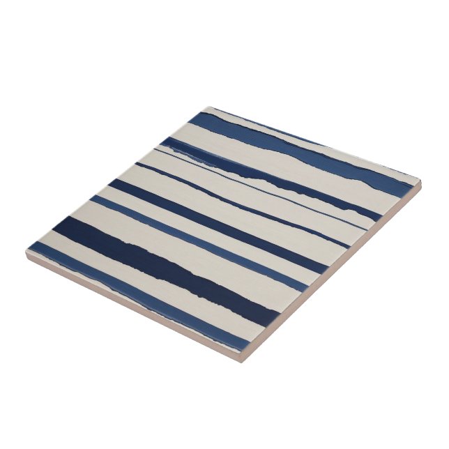 horizontal blue and white abstract stripes (Lateral)