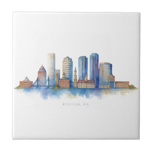 Horizonte de Boston em Aquarela Moderno Boston M