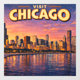 Horizonte de Chicago e Lago Michigan à noite