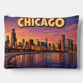 Horizonte de Chicago e Lago Michigan ao anoitecer