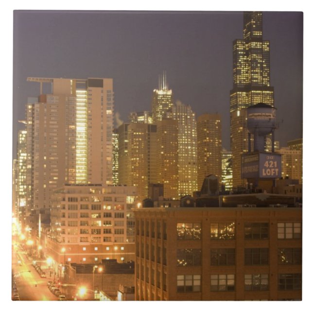 Horizonte de Chicago, Illinois, do West Loop em (Frente)