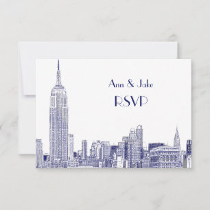 Horizonte de NYC 01 Gravado Branco RSVP #2 Azul