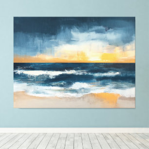 Horizonte do ouro - Canvas Costeira Abstrato Sobre