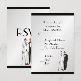 Horom e Groom Menu Casamento RSVP Classy Silver