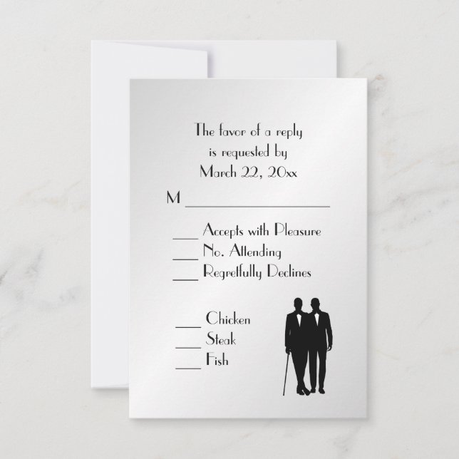 Horom e Groom Menu Casamento RSVP Silver (Frente)