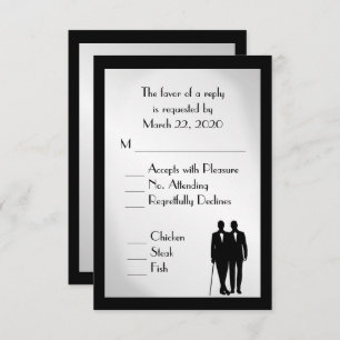 Horom e Groom Menu Casamento RSVP Silver