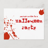 Horror Splatters White Halloween Convite