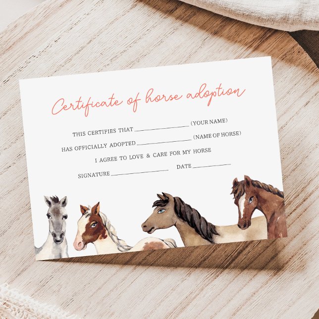 Horse Adoption Fill in Certificate Card (Criador carregado)