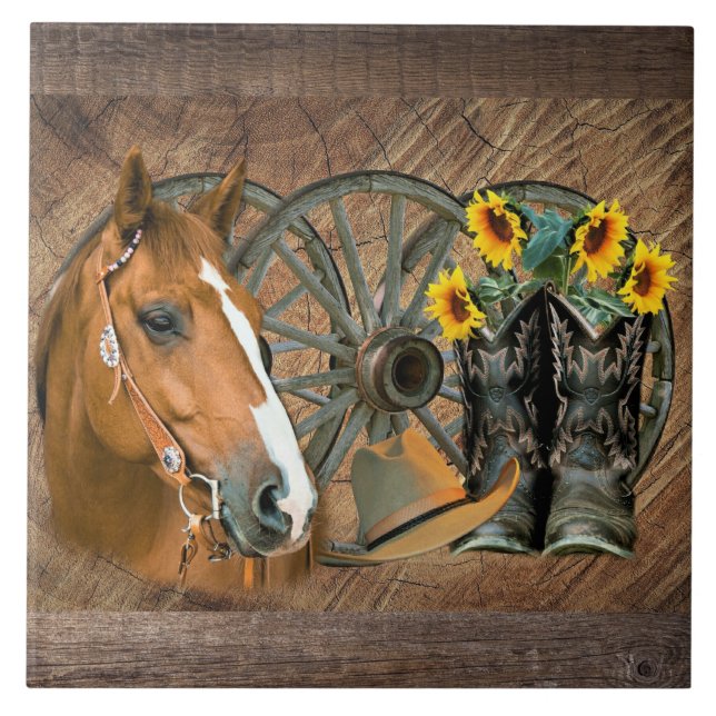 Horse Cowboy Boots Vagão Girassol Roda Sunflower W (Frente)