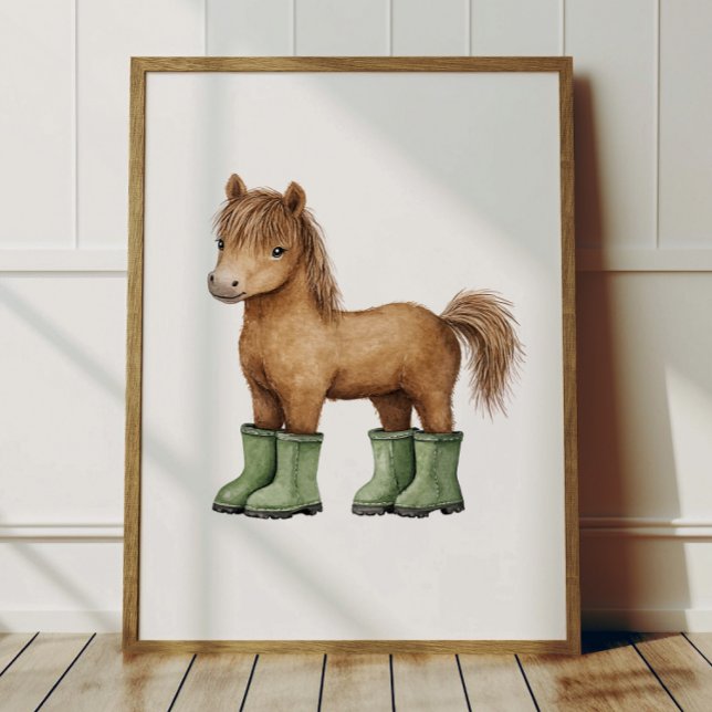 Horse in Sage Green Boots Poster Kids Room Decor (Criador carregado)