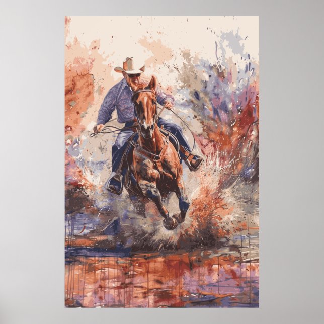 Horse Lover Cowboy Poster de Arte Ocidental (Frente)
