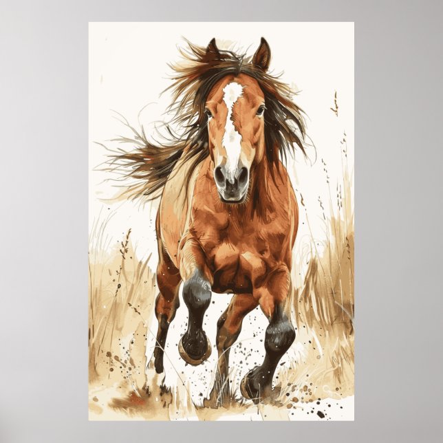 Horse Lover Watercolor Art Poster (Frente)