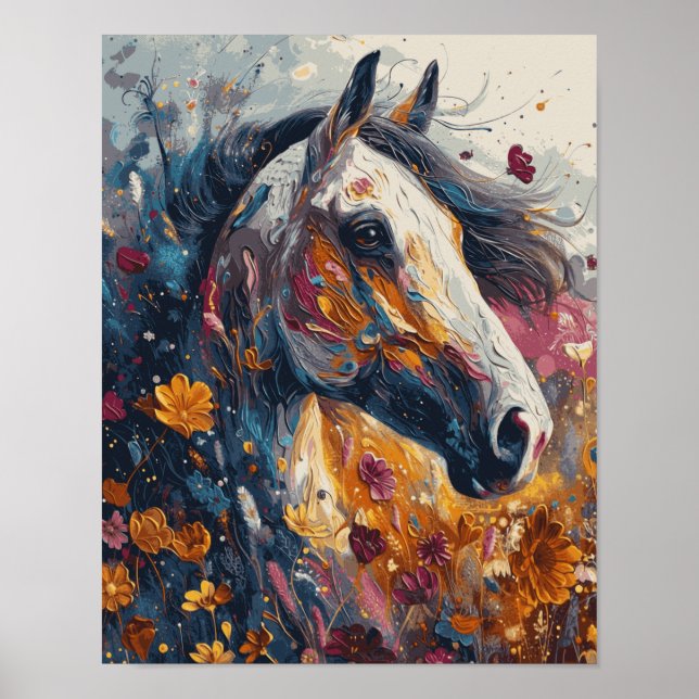 Horse Lover Watercolor Art Poster para Aniversário (Frente)
