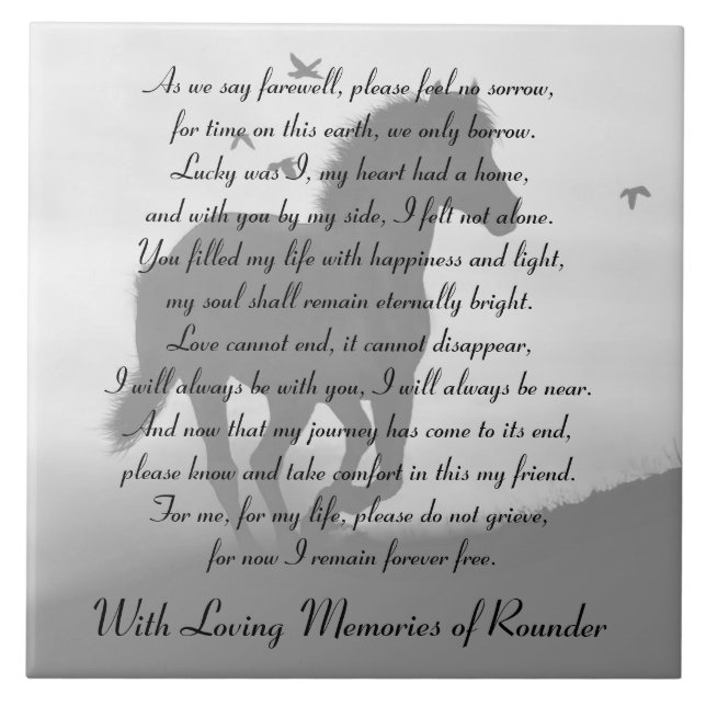 Horse Memorial Galloping Horse Nome Personalizado (Frente)