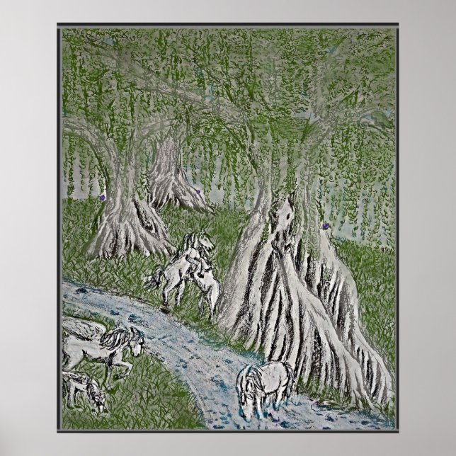 Horse Myth Colored Print, Poster (Frente)