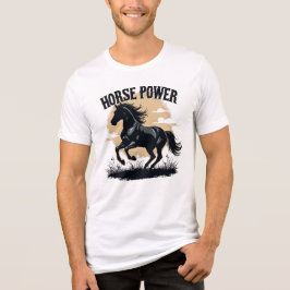 Horse Power Black Stallion Running Western Rustic