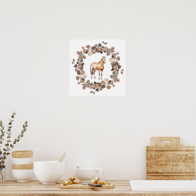Horse Wreath Poster Print Wall Decor (Cozinha)