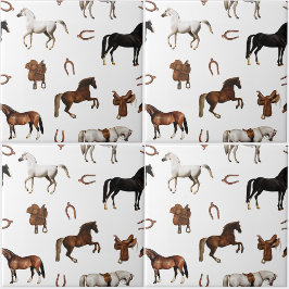 Horses Watercolor Horseshoe Horse Saddles