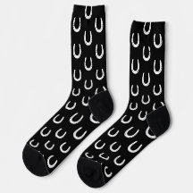 Horseshoe Pattern White on Black Derby Horse Race