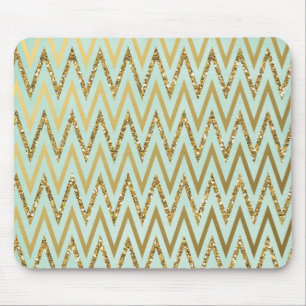 Hortelã & ouro Chevron Mousepad