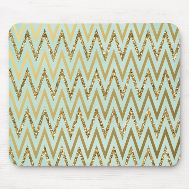 Hortelã & ouro Chevron Mousepad (Frente)