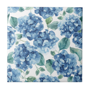 Hortênsia Blues   Padrão de Flor de Aquarela em Fl