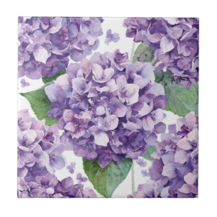Hortênsia Roxa Aquarela Floral Flor de Lavanda 