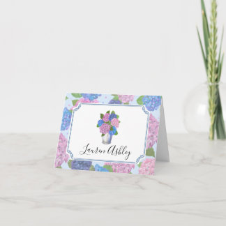 Hortênsias em Aquarela Notas Dobradas (Azul e Rosa