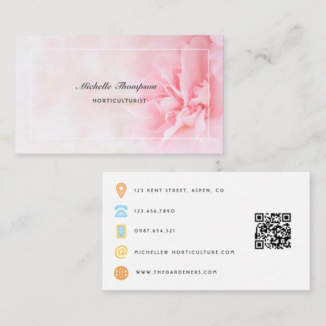 Horticulturista Código QR Cartão de visita (Frente/Verso)