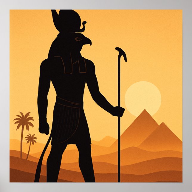 Horus egípcios Desert Sunset Poster Art (Frente)