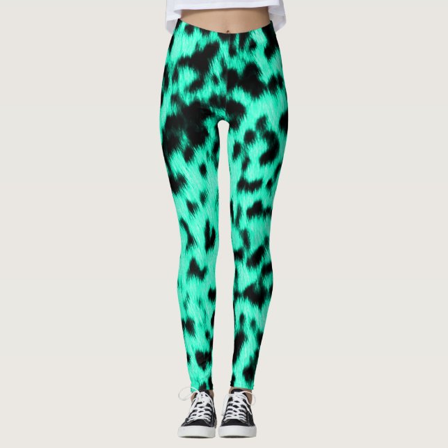 Hot Mint Cheetah Rave Leggings (Frente)