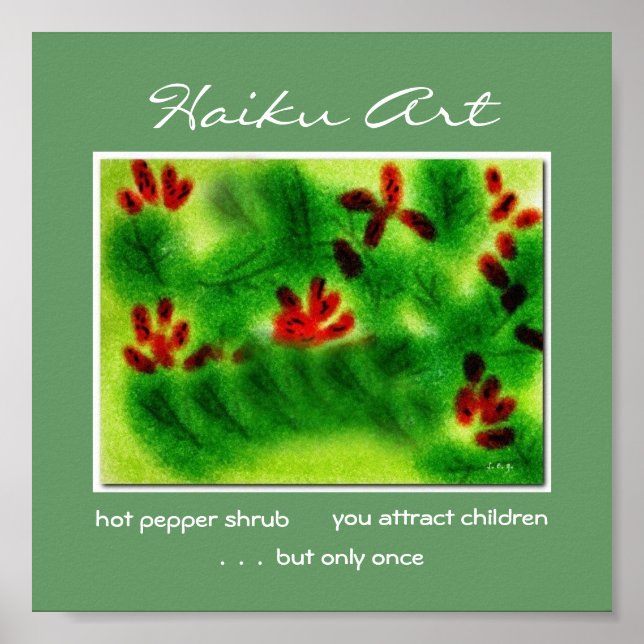 Hot Pepper Shrub Haiku Art Impressão (Frente)