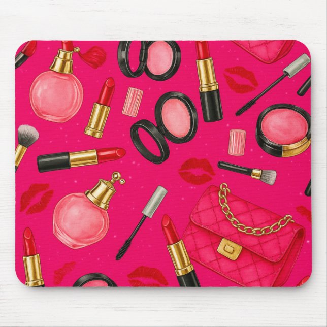 Hot Pink Glam Makeup Mouse Pad (Frente)