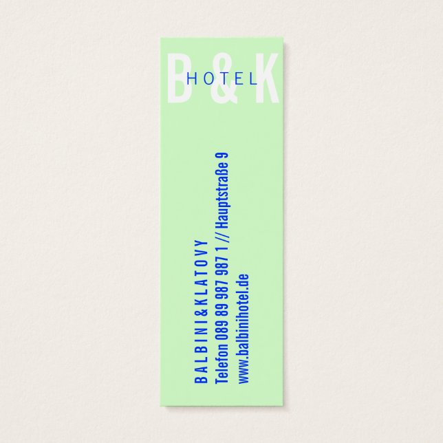 Hotel Mini Visitenkarten (Verso)