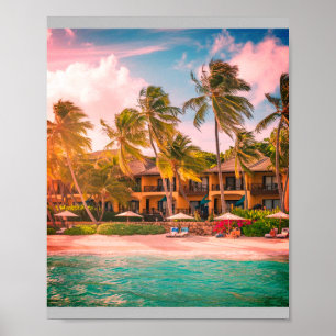 Hotel Tropical Beach com Poster de árvores de coco