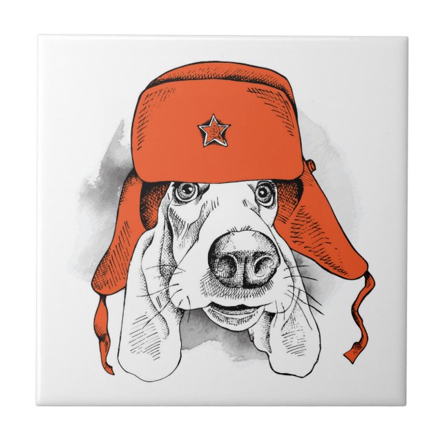 Hound Basset| Red Ushanka Hat (Frente)