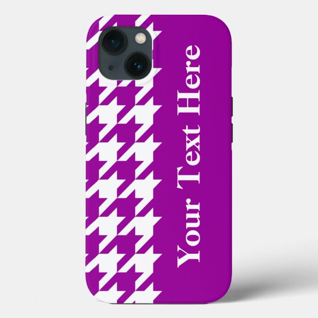 Houndstooth Elegante Roxo com texto personalizado (Verso)