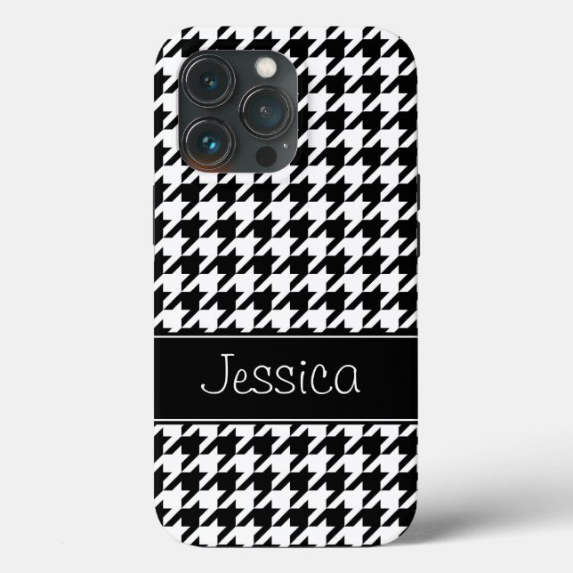 Houndstooth preto e branco formal personalizado (Verso)