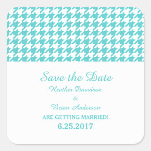 Houndstooth Salve os adesivos de Data, Turquesa